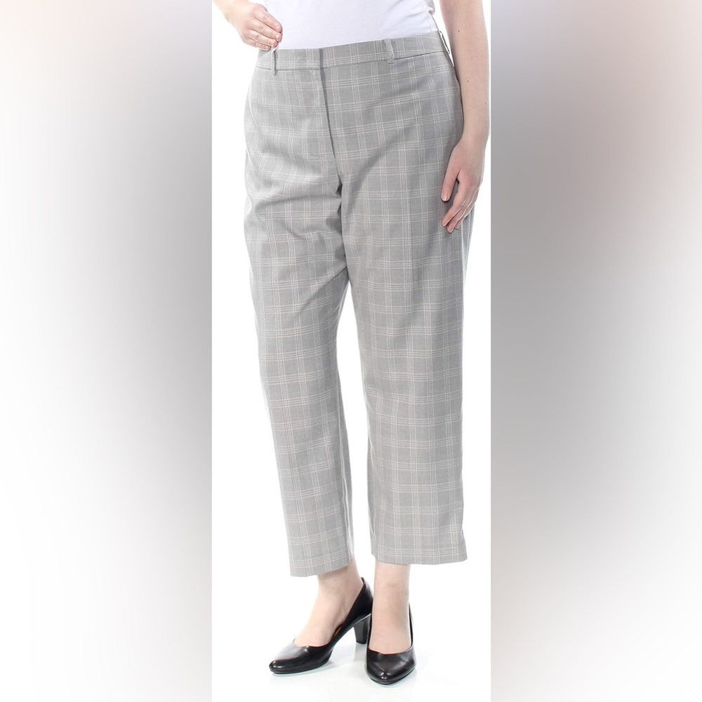 DKNY Gray and White Cropped Plaid Pants - Picture 2 of 4
